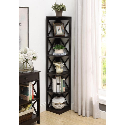 Oxford 5 Tier Corner Bookcase - Convience Concept, Inc.