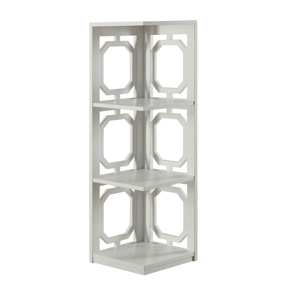 Omega 3 Tier Corner Bookcase, White - Convience Concept, Inc.