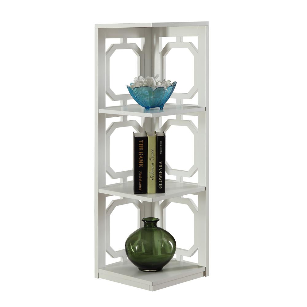 Omega 3 Tier Corner Bookcase, White - Convience Concept, Inc.