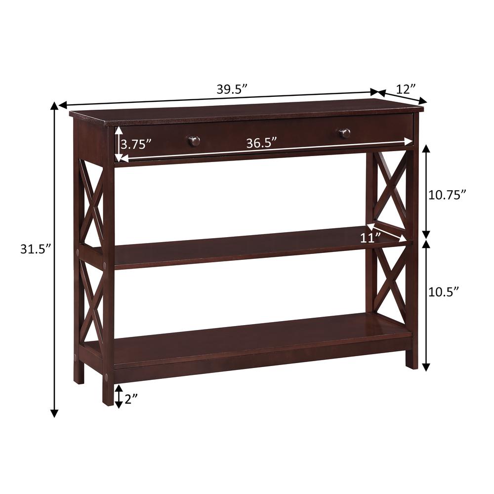 Oxford 1 Drawer Console Table with Shelves - Convience Concept, Inc.