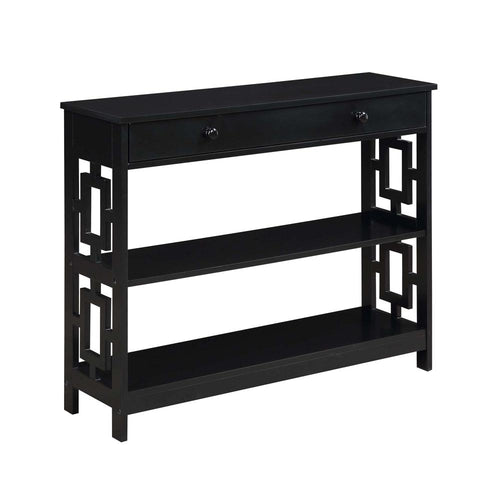 Town Square 1 Drawer Console Table, Black - Convenience Concepts