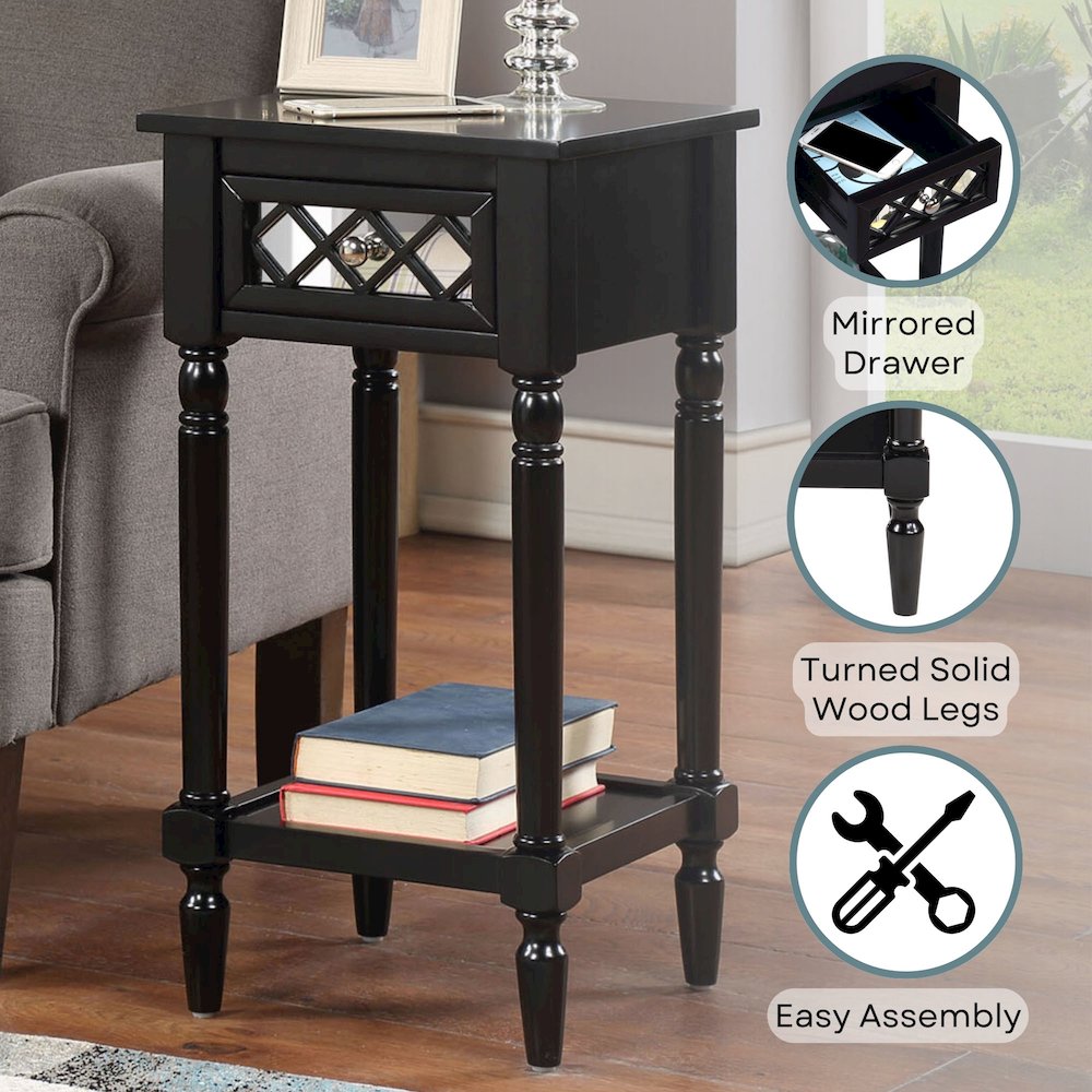 French Country Khloe Deluxe 1 Drawer Accent Table with Shelf - Convenience Concepts