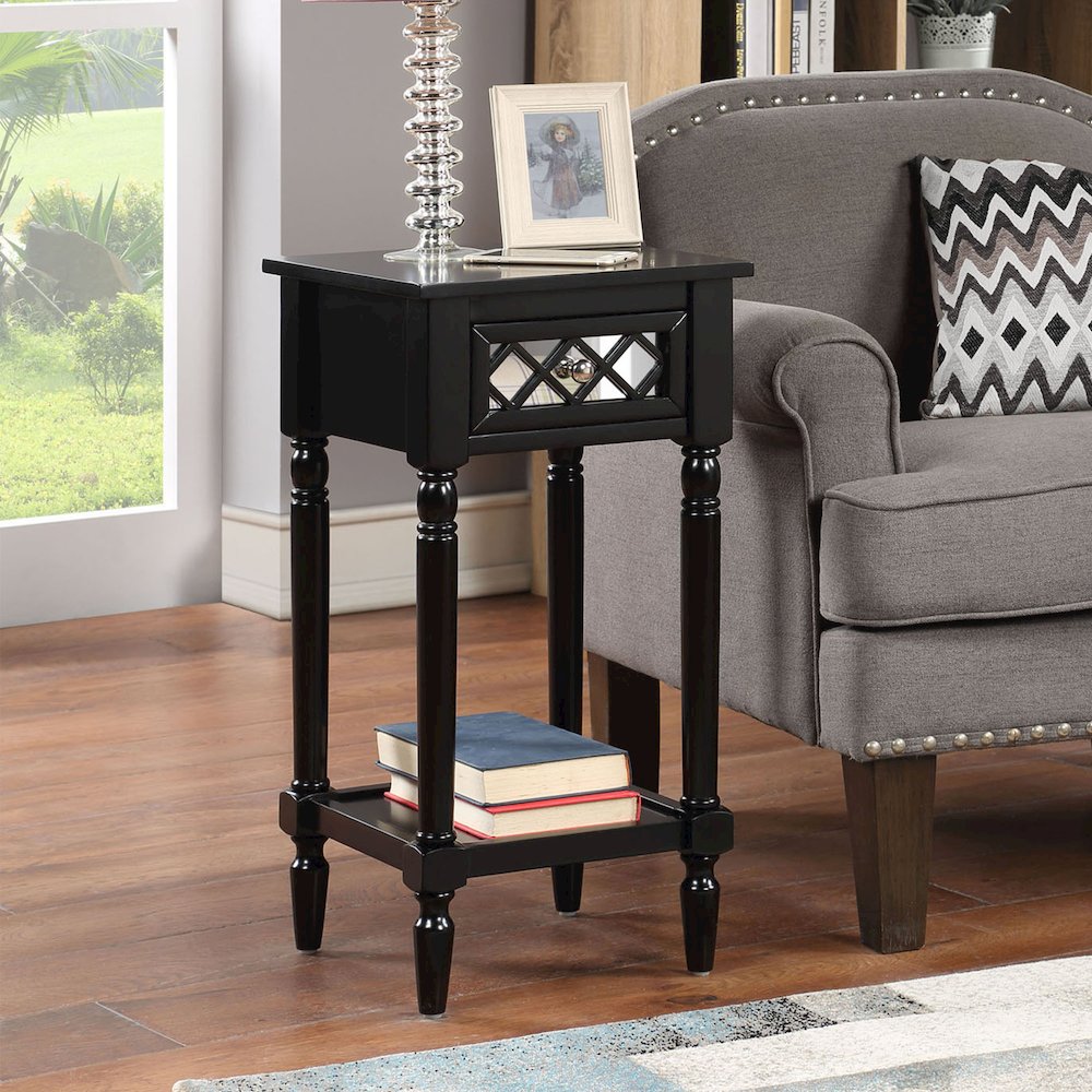 French Country Khloe Deluxe 1 Drawer Accent Table with Shelf - Convenience Concepts