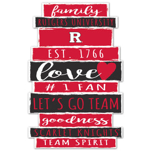 Rutgers Scarlet Knights Sign 11x17 Wood Family Word - WinCraft