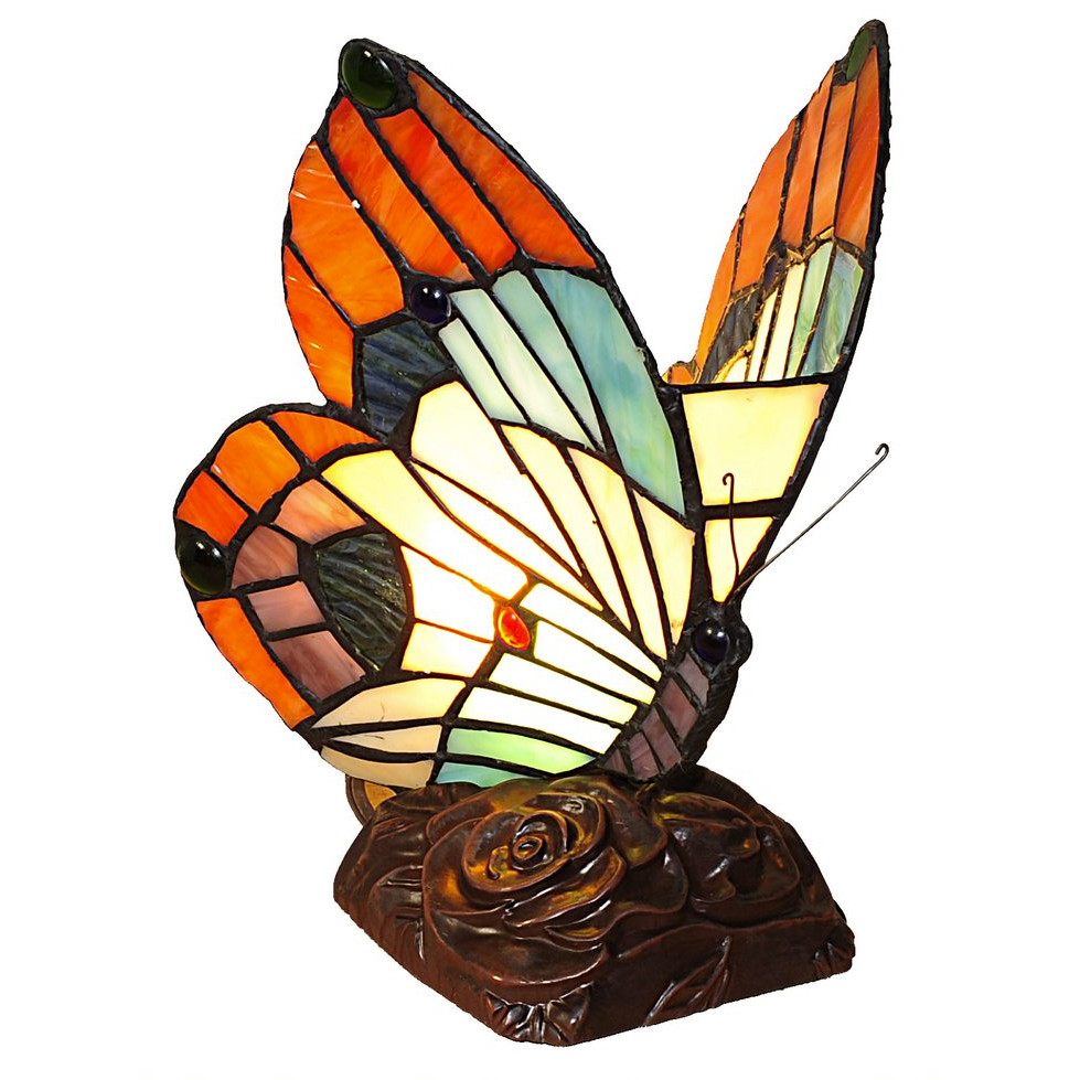 KACY 2 Tiffany-style 1 Light Butterfly Accent Table Lamp 10'' Tall - CHLOE Lighting
