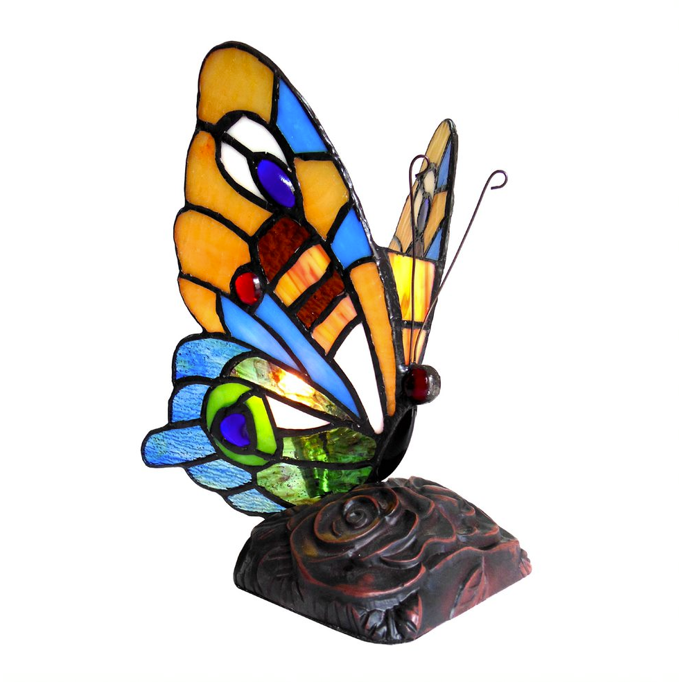 KACY 4 Tiffany-style 1 Light Butterfly Accent Table Lamp 9'' Tall - CHLOE Lighting