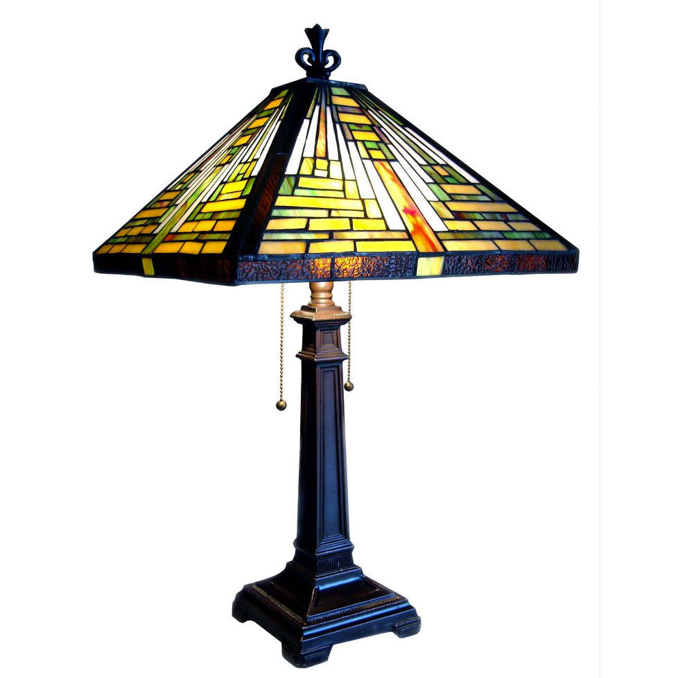 Tiffany-style 2 Light Mission Table Lamp 14'' Shade - CHLOE Lighting
