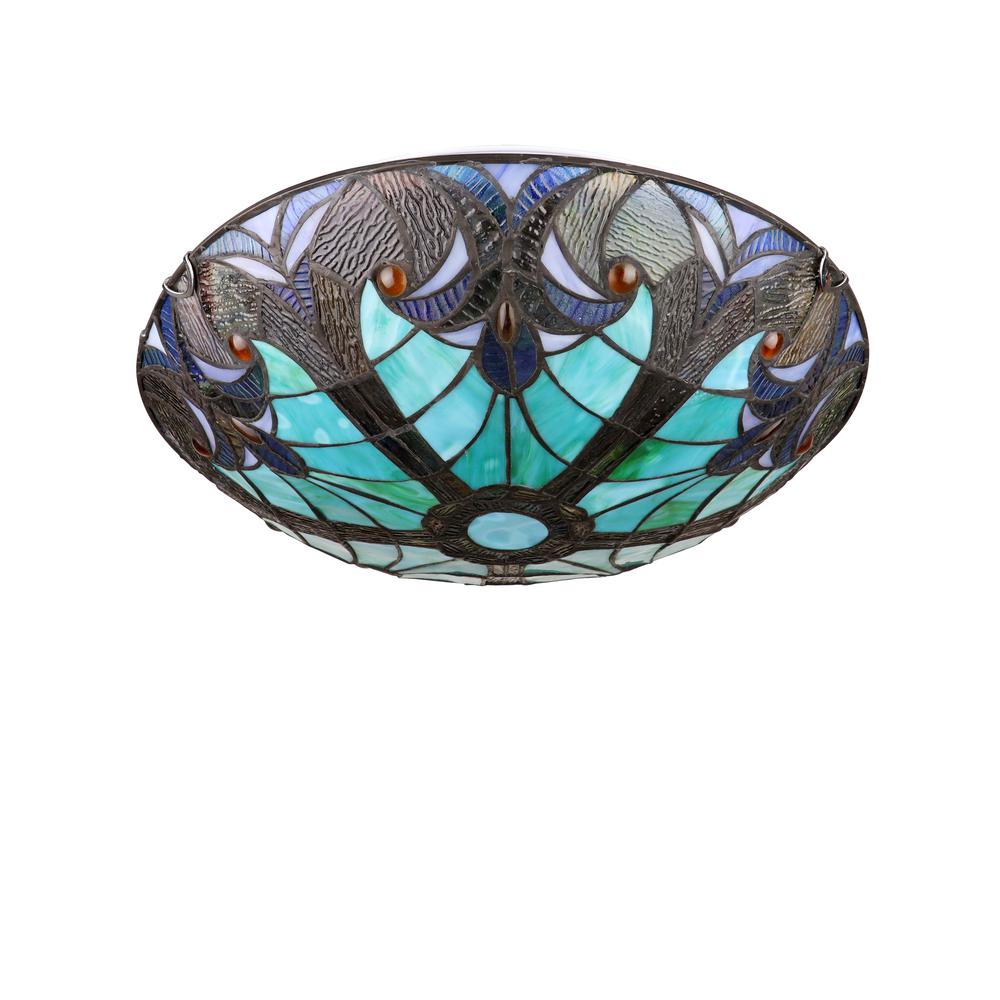 3-Light Antique Dark Bronze Finish Ceiling Flush-Mount 16'' Wide - CHLOE Lighting