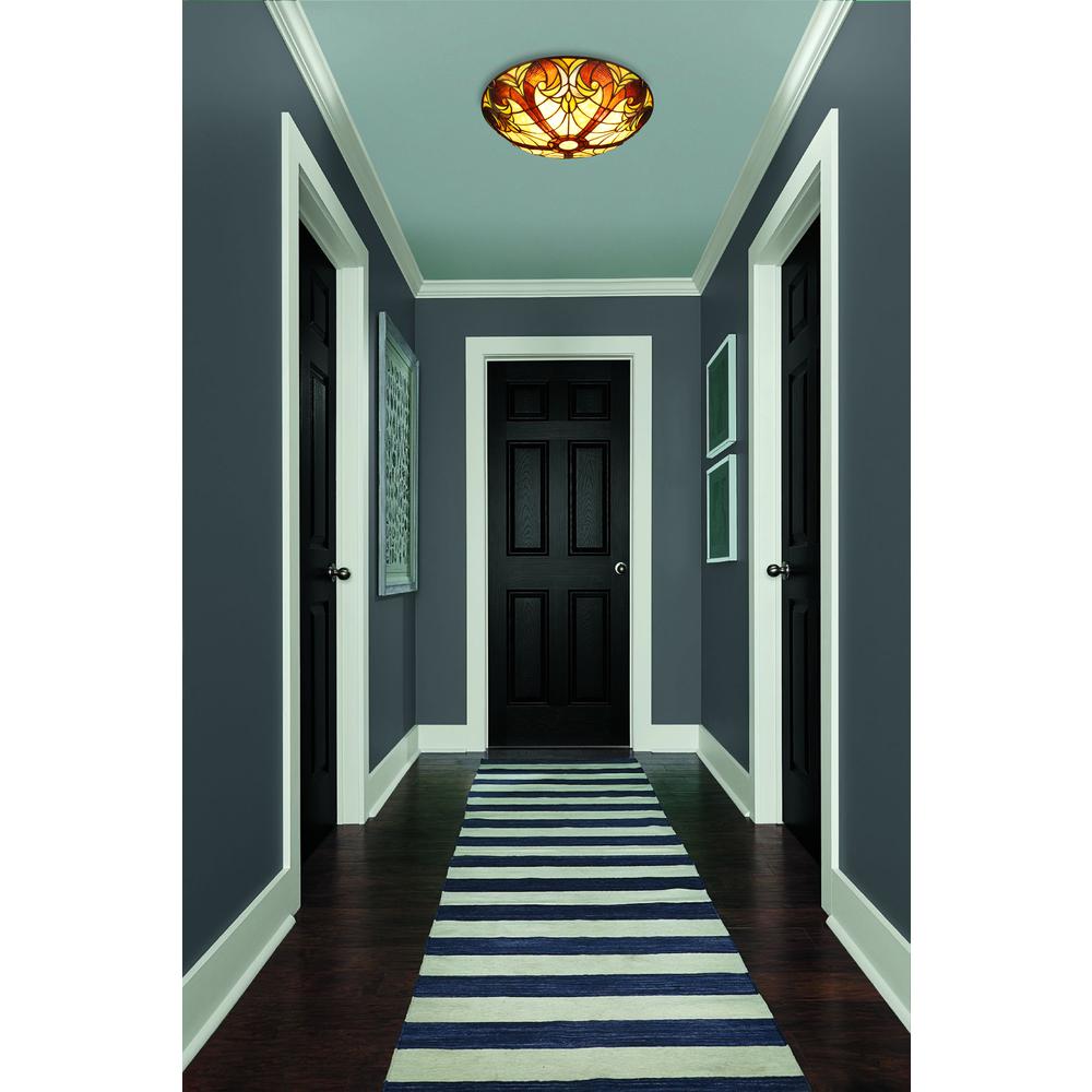 3-Light Antique Dark Bronze Finish Ceiling Flush-Mount 16'' Wide - CHLOE Lighting