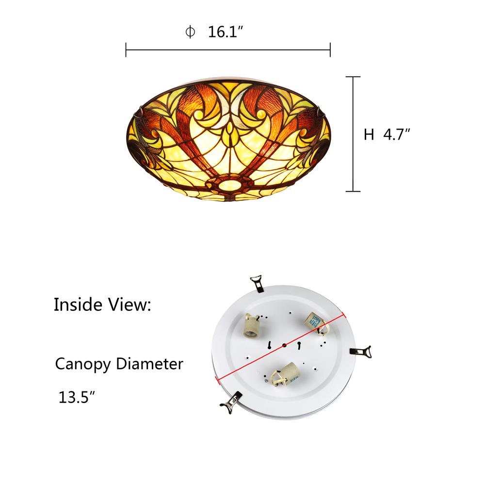 3-Light Antique Dark Bronze Finish Ceiling Flush-Mount 16'' Wide - CHLOE Lighting
