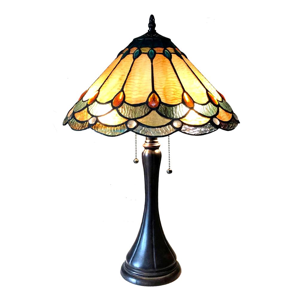 AMELIA Victorian 2 Light Antique Dark Bronze Table Lamp 15'' Shade - CHLOE Lighting