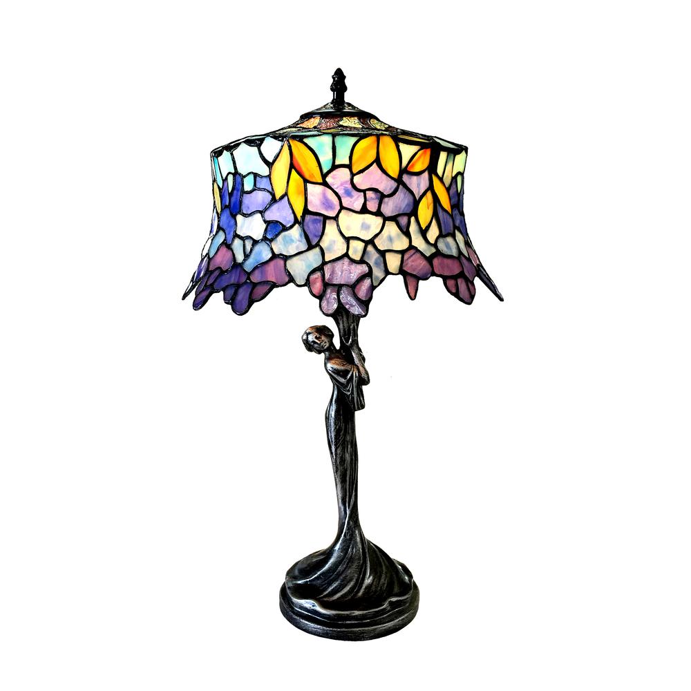 SOPHIA Wisteria 1 Light Antique Dark Bronze Accent Lamp 13'' Shade - CHLOE Lighting