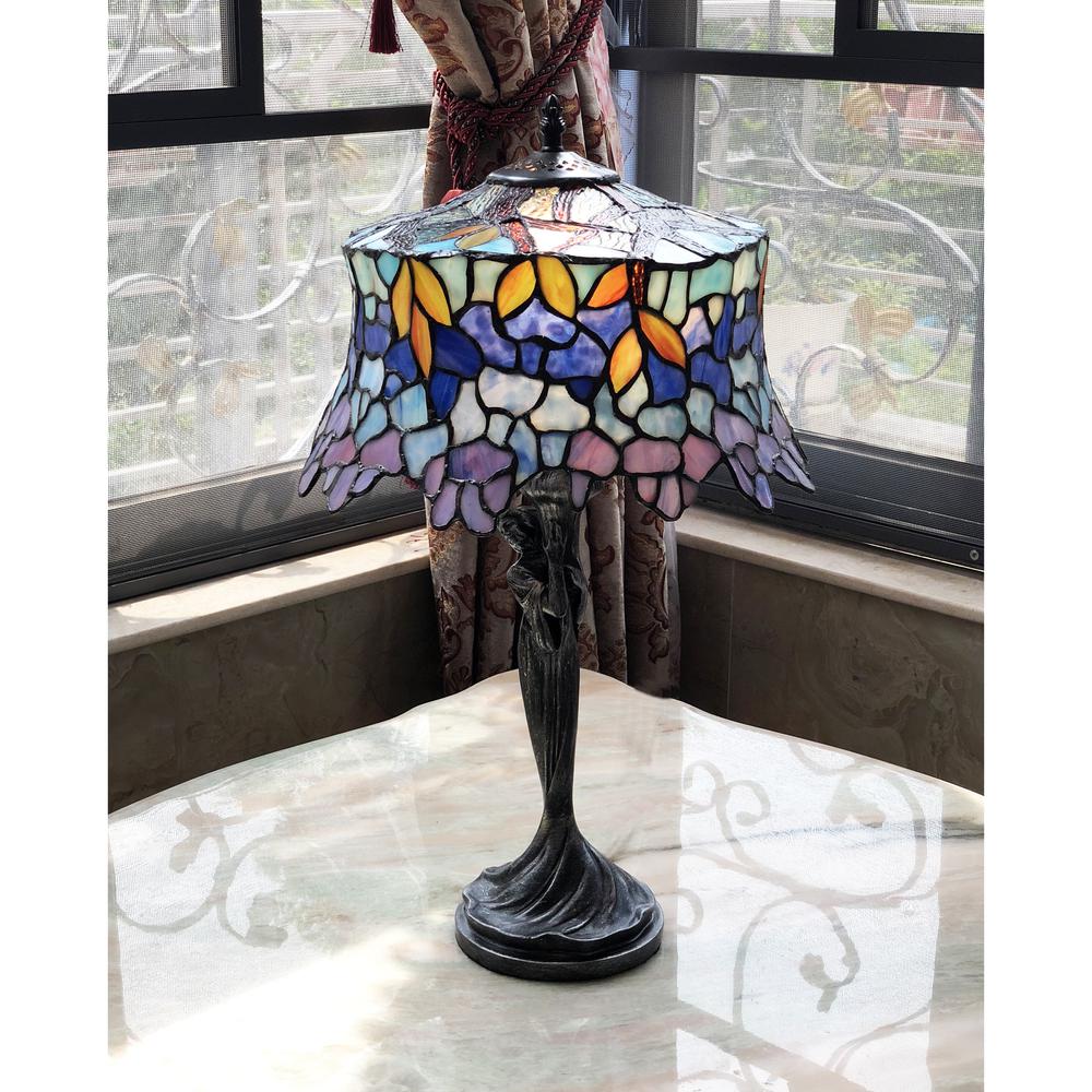 SOPHIA Wisteria 1 Light Antique Dark Bronze Accent Lamp 13'' Shade - CHLOE Lighting
