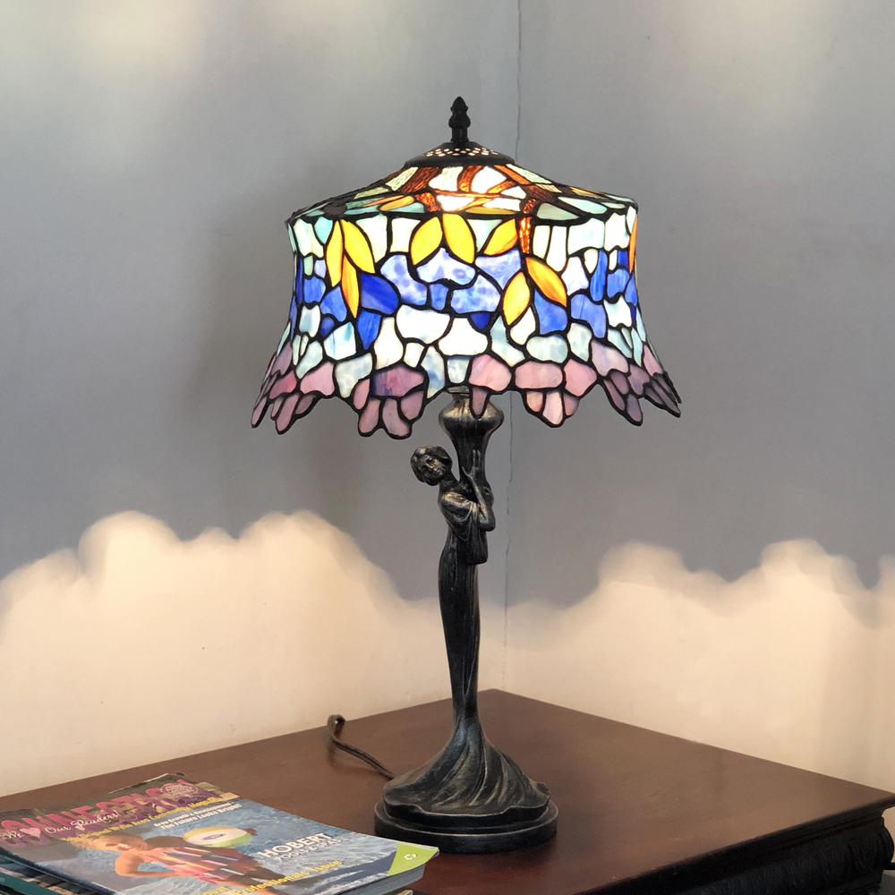 SOPHIA Wisteria 1 Light Antique Dark Bronze Accent Lamp 13'' Shade - CHLOE Lighting