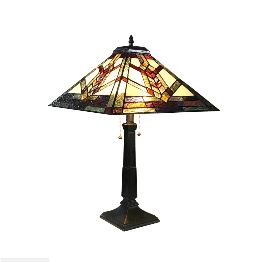 WYLIE Tiffany-style 2 Light Mission Table Lamp 16'' Shade - CHLOE Lighting