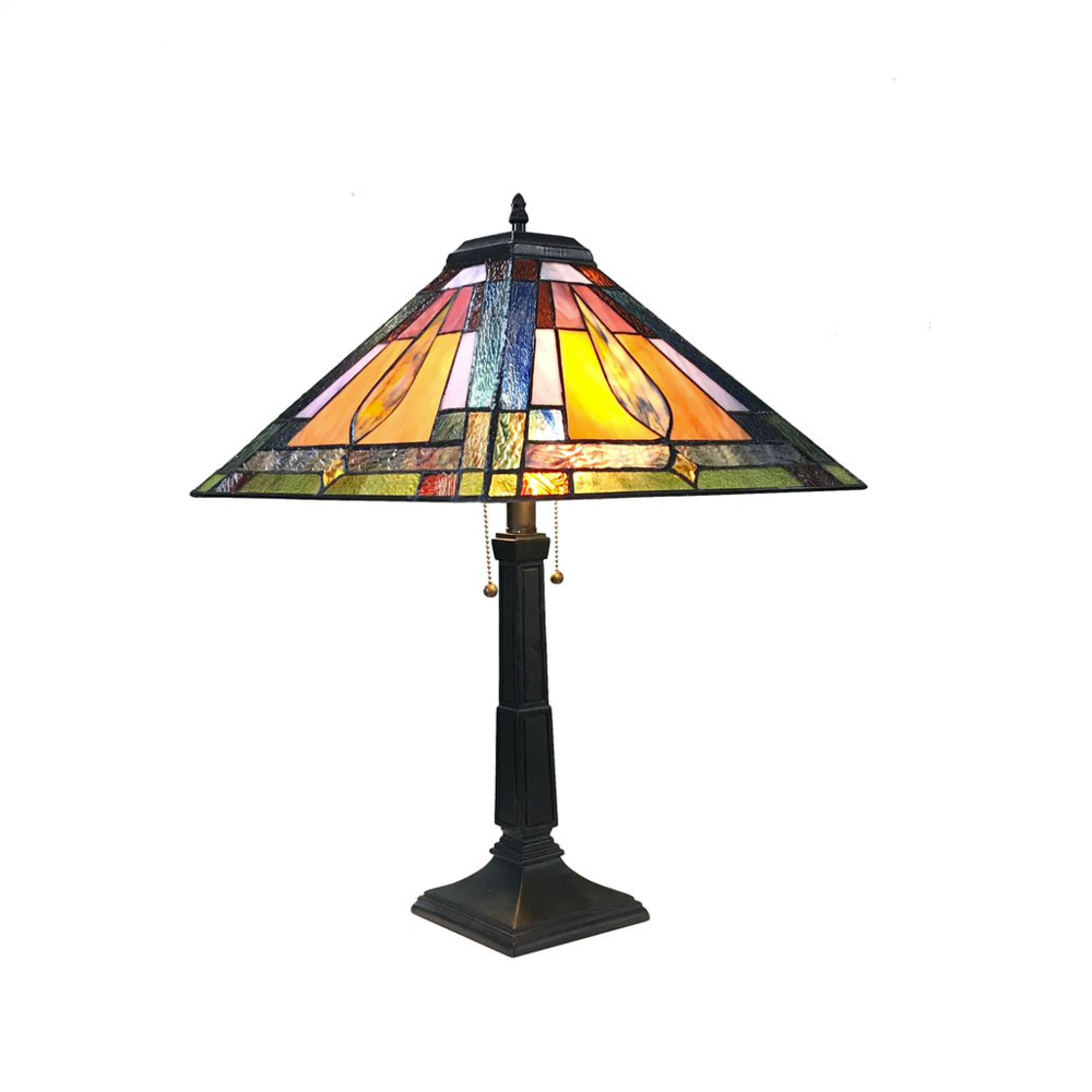 FLEMINGTiffany-style 2 Light Mission Table Lamp 16'' Shade - CHLOE Lighting