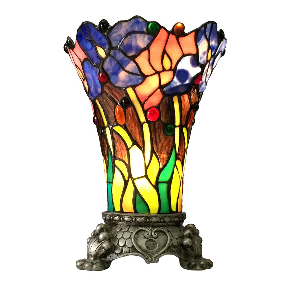 BROOK Floral 1 Light Antique Brass Accent Lamp 11'' Tall Shade - CHLOE Lighting