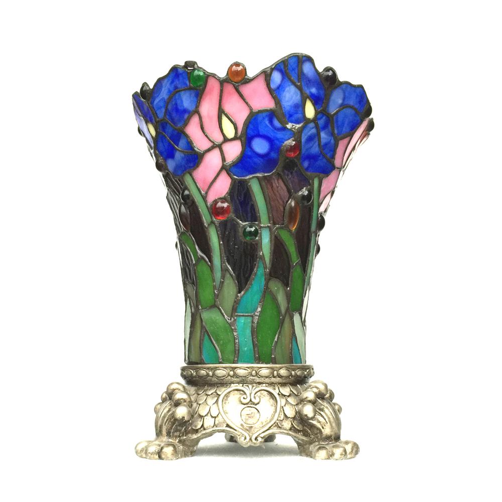 BROOK Floral 1 Light Antique Brass Accent Lamp 11'' Tall Shade - CHLOE Lighting