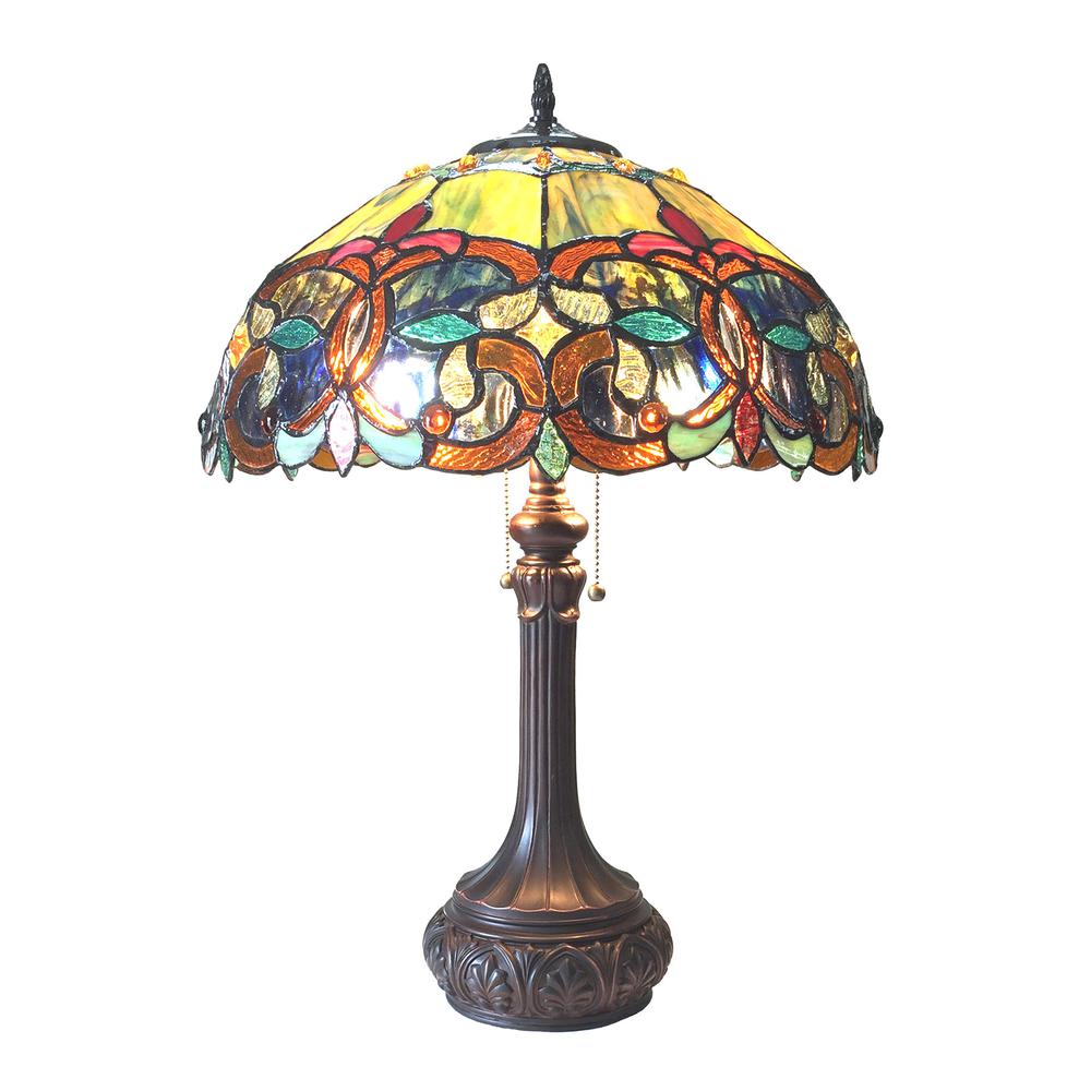 GENESIS Victorian 2 Light Antique Dark Bronze Table Lamp 17'' Shade - CHLOE Lighting