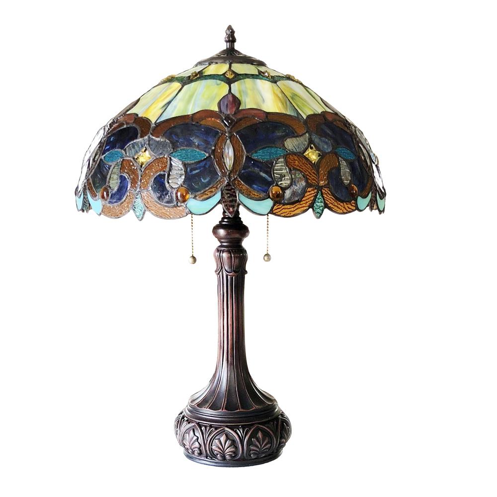 GENESIS Victorian 2 Light Antique Dark Bronze Table Lamp 17'' Shade - CHLOE Lighting