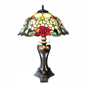 CHLOE Lighting PIPER Tiffany-Style Floral Stained Glass Table Lamp 26'' Height