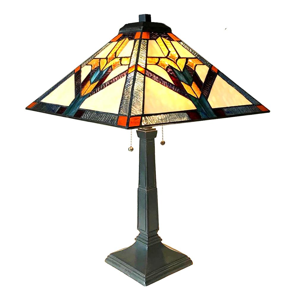 SHAY Mission 2 Light Antique Dark Bronze Table Lamp 16'' Shade - CHLOE Lighting