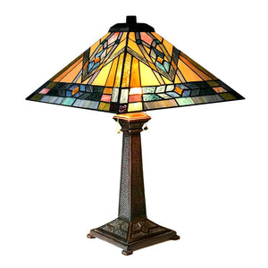 MICHAEL Mission 2 Light Antique Dark Bronze Table Lamp 16'' Shade - CHLOE Lighting