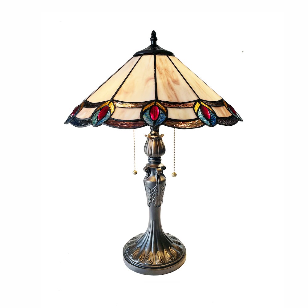 Ryce Tiffany-Style 2-Light Geometric Table Lamp 16'' Shade - CHLOE Lighting
