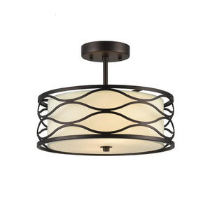 GWEN Transitional 2 Light Rubbed Bronze Semi-flush Ceiling Fixture 13'' Wide - CHLOE Lighting
