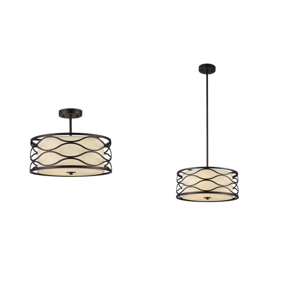 GWEN Transitional 3 Light Rubbed Bronze Semi-flush Ceiling Fixture 16'' Wide - CHLOE Lighting