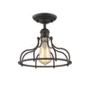 JAXON Industrial-style 1 Light Rubbed Bronze Semi-flush Ceiling Fixture 10'' Wide - CHLOE Lighting