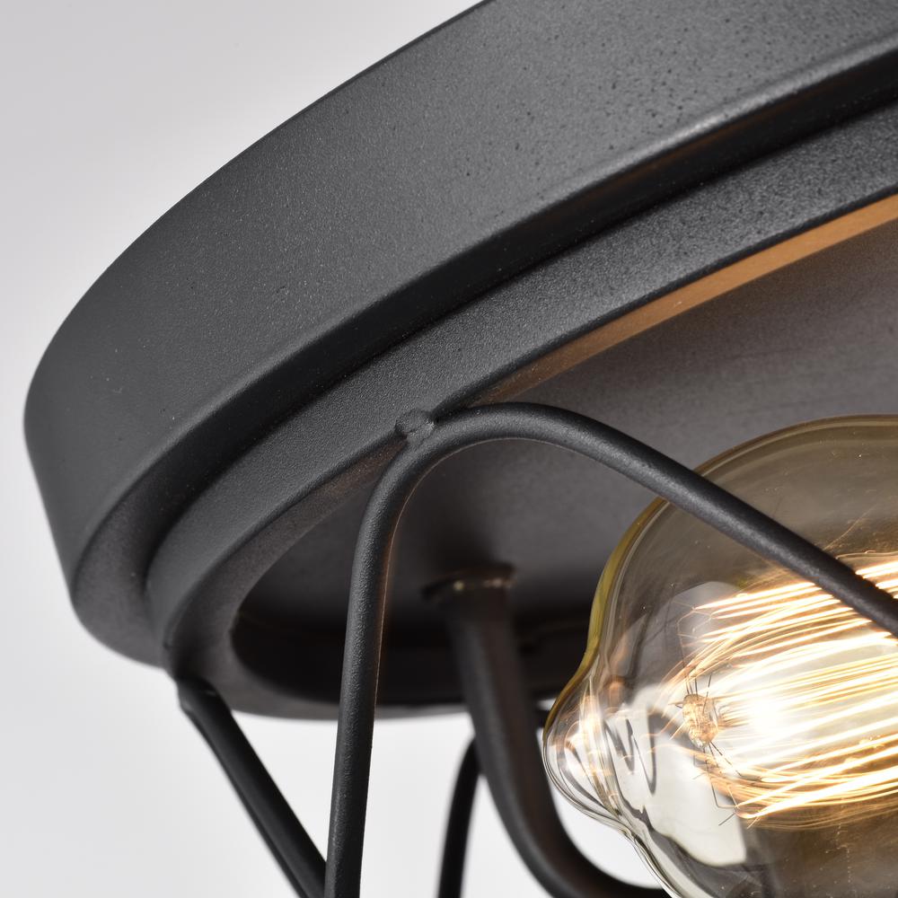 CHLOE Lighting IRONCLAD Industrial 2 Light Textured Black Ceiling Flush Fixture 12'' Wide