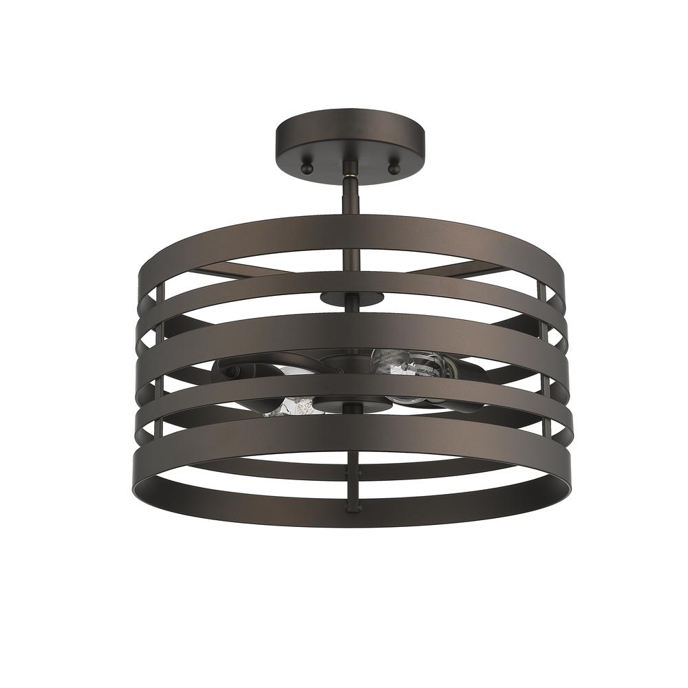 PAISLEY Farmhouse 2 Light  Rubbed Bronze Semi-flush Ceiling Fixture 13'' Wide - CHLOE Lighting