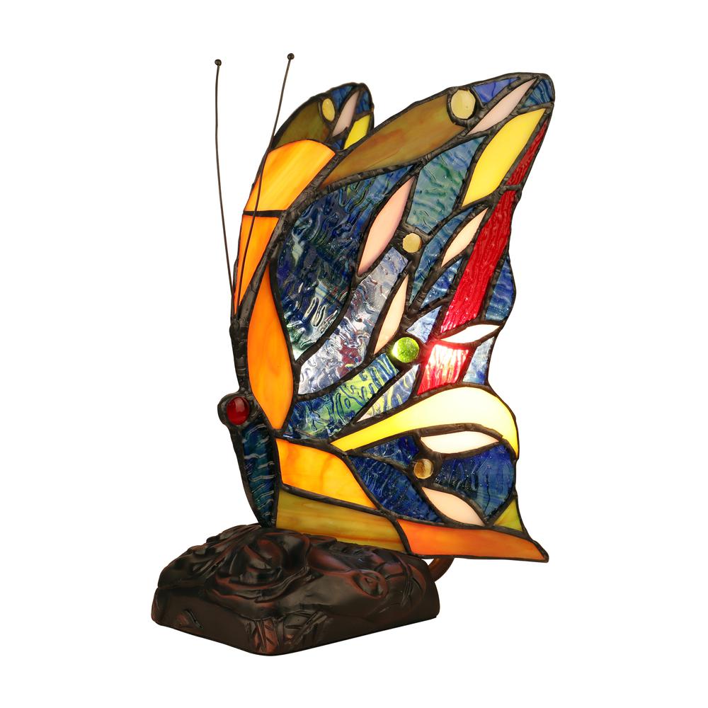 Tiffany-Style 1 Light Antique Dark Bronze Finish Butterfly Accent Table Lamp - CHLOE Lighting