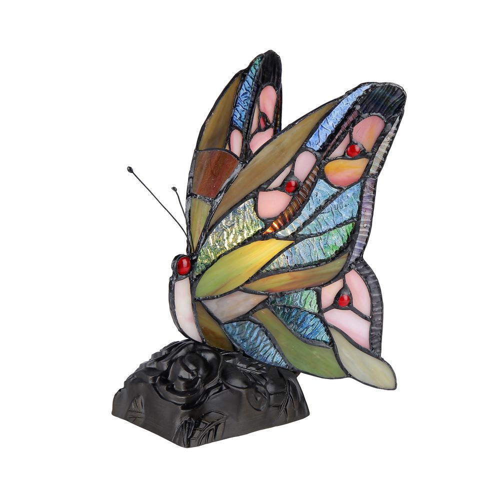 JACY 6 Tiffany-style 1 Light Butterfly Accent Table Lamp 10'' Tall - CHLOE Lighting