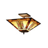 GODE Tiffany-style 2 Light Mission Semi-flush Ceiling Fixture 14'' Shade - CHLOE Lighting