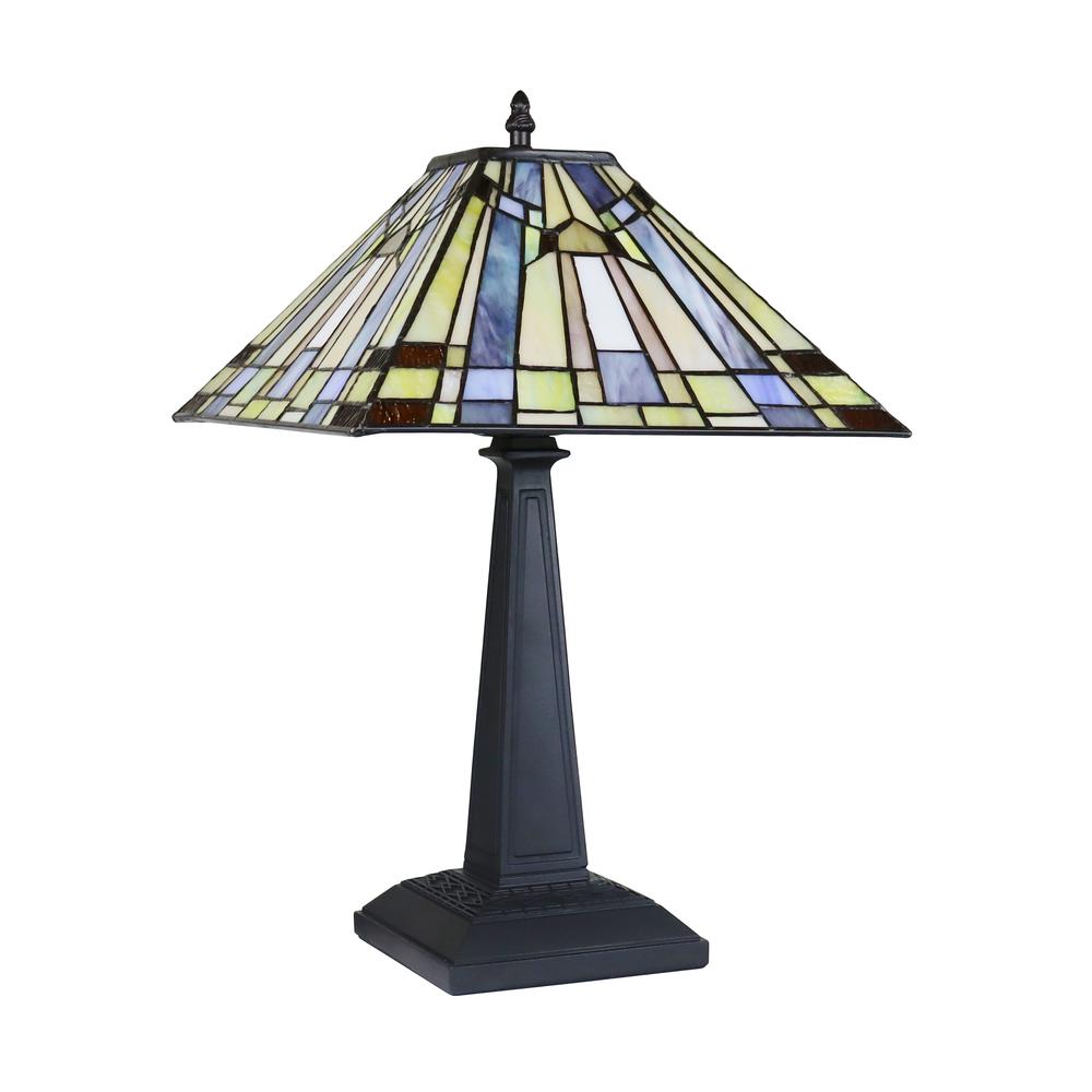 CHLOE Lighting KINSEY Mission Tiffany-Style Blackish Bronze 1 Light Table Lamp 12'' Wide