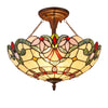 COOPER Tiffany-style 2 Light Victorian Semi-flush Ceiling Fixture 16'' Shade - CHLOE Lighting