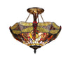 DRAGAN Tiffany-style 2 Light Dragonfly Semi-flush Ceiling Fixture 16'' Shade - CHLOE Lighting