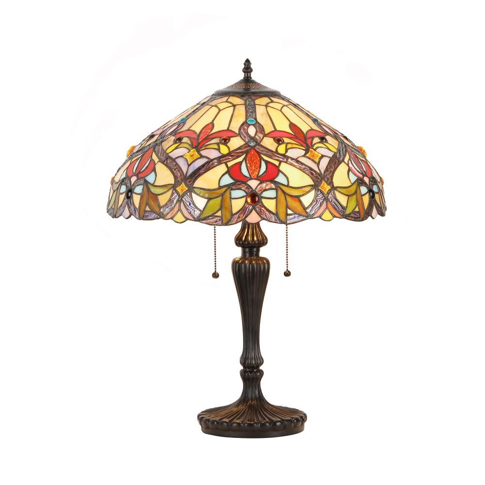BYRON Tiffany-style 2 Light Victorian Table Lamp 18'' Shade - CHLOE Lighting