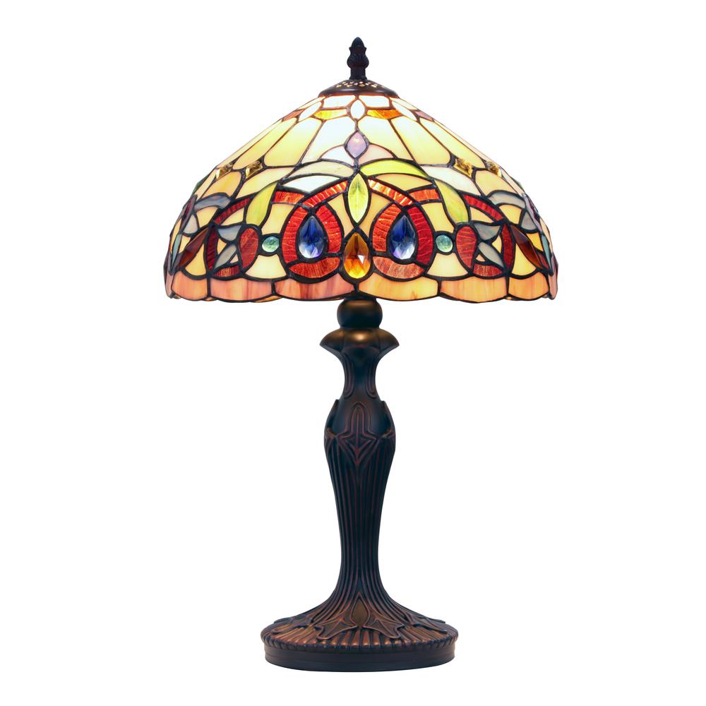 CHLOE Lighting SERENITY Tiffany-style Dark Bronze 1 Light Table Lamp 12'' Shade