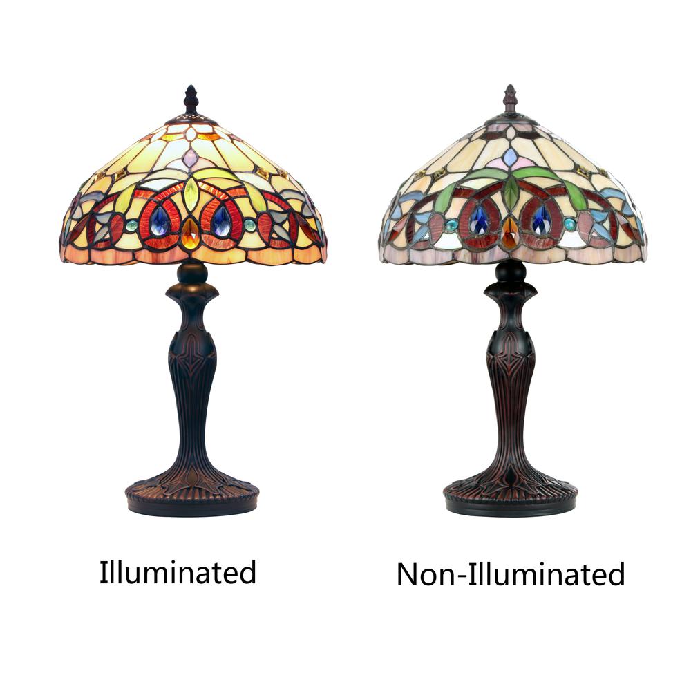 CHLOE Lighting SERENITY Tiffany-style Dark Bronze 1 Light Table Lamp 12'' Shade