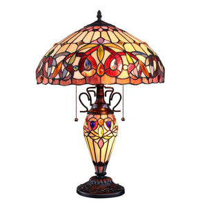 CHLOE Lighting SERENITY Tiffany-style Dark Bronze 3 Light Double Lit Table Lamp 16'' Shade