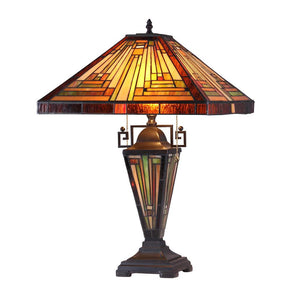INNES Tiffany-style 3 Light Mission Double Lit Table Lamp 16'' Shade - CHLOE Lighting