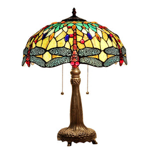 EMPRESS Tiffany-style Dragonfly 2 Light Table Lamp 18'' Shade - CHLOE Lighting