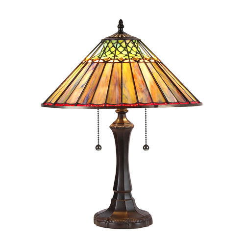 GRACE Tiffany-style 2 Light Geometric Table Lamp 16'' Shade - CHLOE Lighting