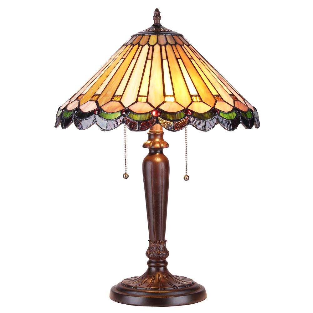 INEZ Tiffany-style 2 Light Mission Table Lamp 16'' Shade - CHLOE Lighting
