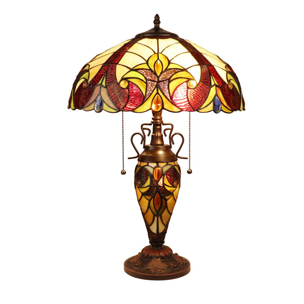 CHLOE Lighting ADIA Victorian-Style Dark Bronze 3 Light Double Lit Table Lamp 16'' Wide