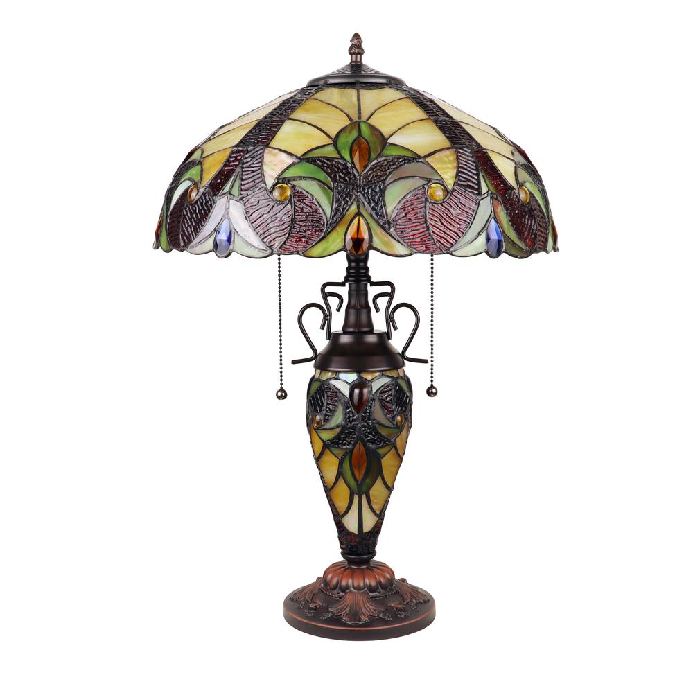 CHLOE Lighting ADIA Victorian-Style Dark Bronze 3 Light Double Lit Table Lamp 16'' Wide