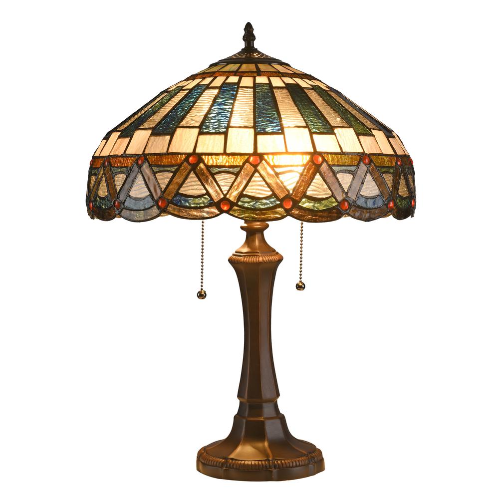 COURTLAND Tiffany-style 2 Light Mission Table Lamp 16'' Shade - CHLOE Lighting